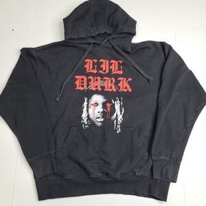 Lil Durk Bloody Eyes Unisex Hoodie Size Large Black